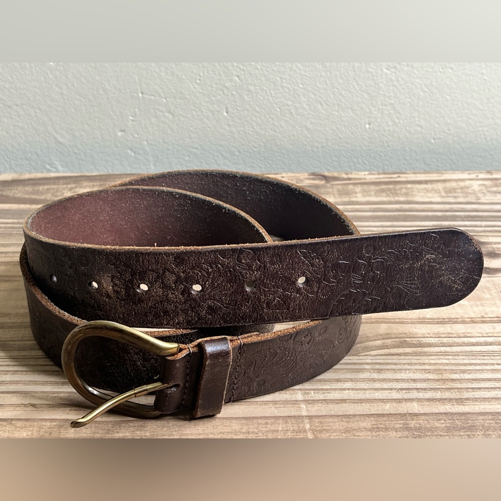 Per una Embossed Leather Brown Belt Medium Mark and Spencer M&S